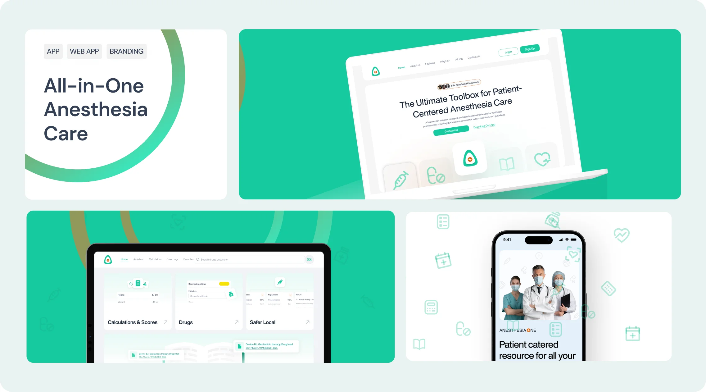 AnesthesiaOne mobile app and web platform screens