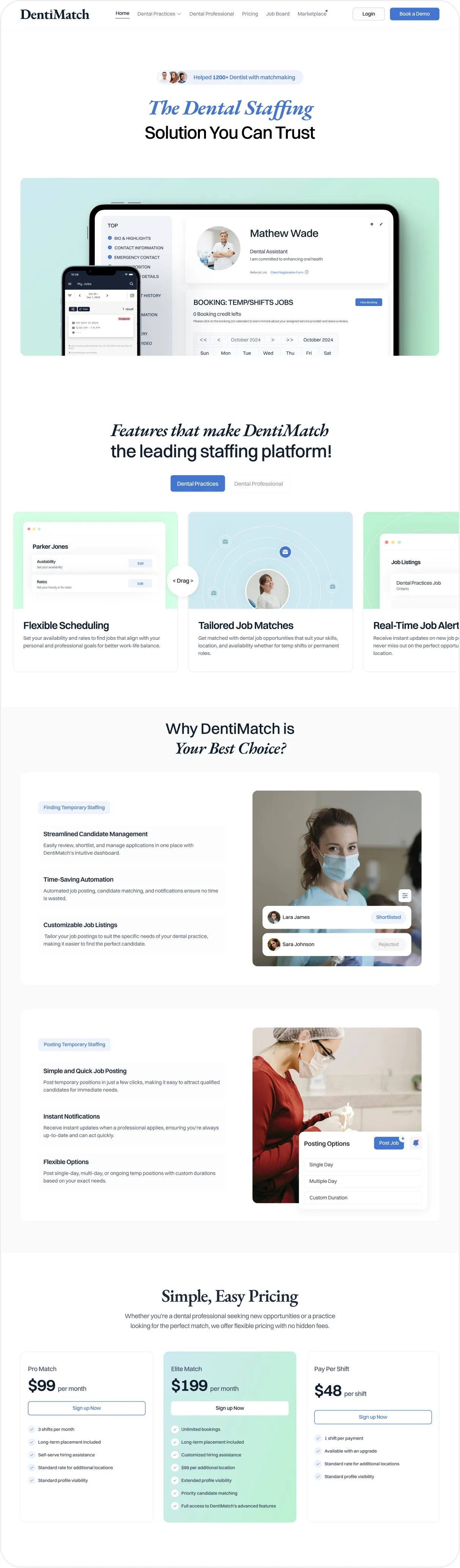 The Dental Practices page: “The Dental Staffing Solution You Can Trust”