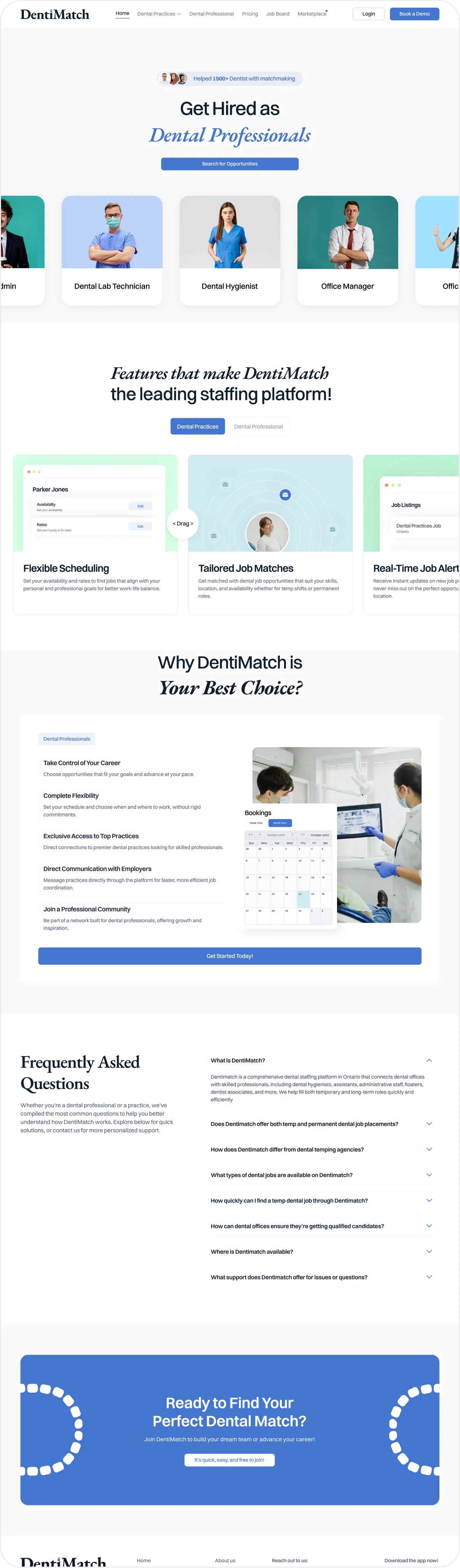 The Dental Professionals page: “Get Hired as Dental Professionals”