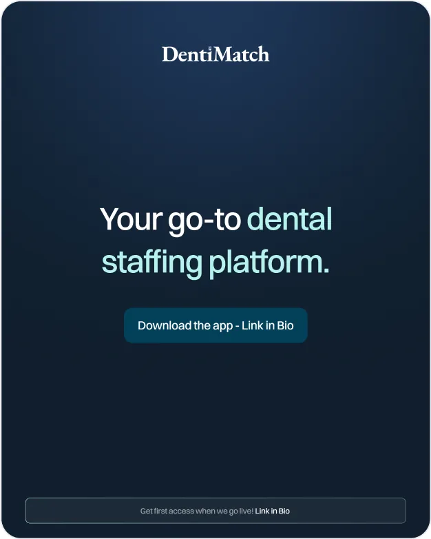 Instagram post: “Your go-to dental staffing platform”, download the app