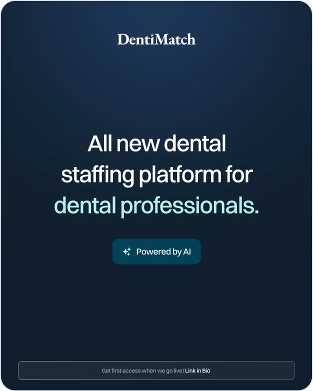 Instagram post: “All new dental staffing platform for dental professionals”, powered by AI
