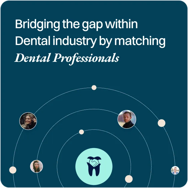 Instagram post: “Bridging the gap within Dental industry by matching Dental Professionals”, in teal