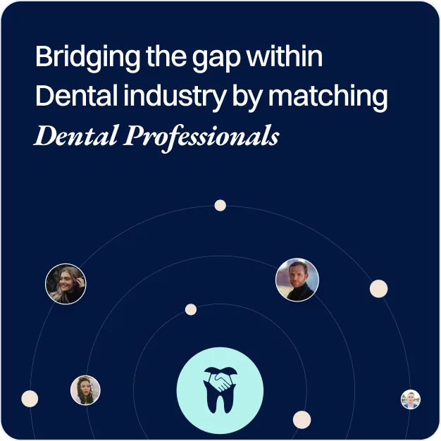 Instagram post: “Bridging the gap within Dental industry by matching Dental Professionals”, in navy