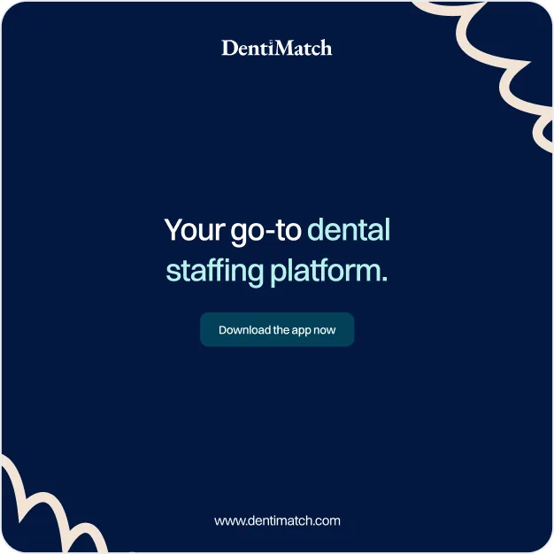 Instagram post: “Your go-to dental staffing platform” with a Download the app button