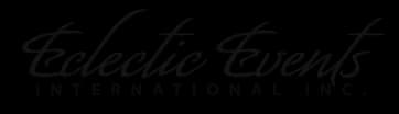 Before: the old script logo, “Eclectic Events International Inc.”