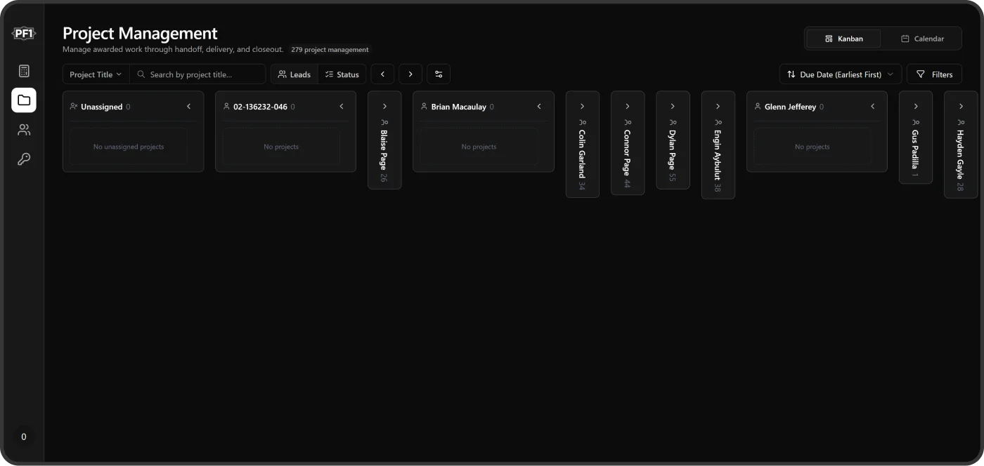 Page Flooring project management board