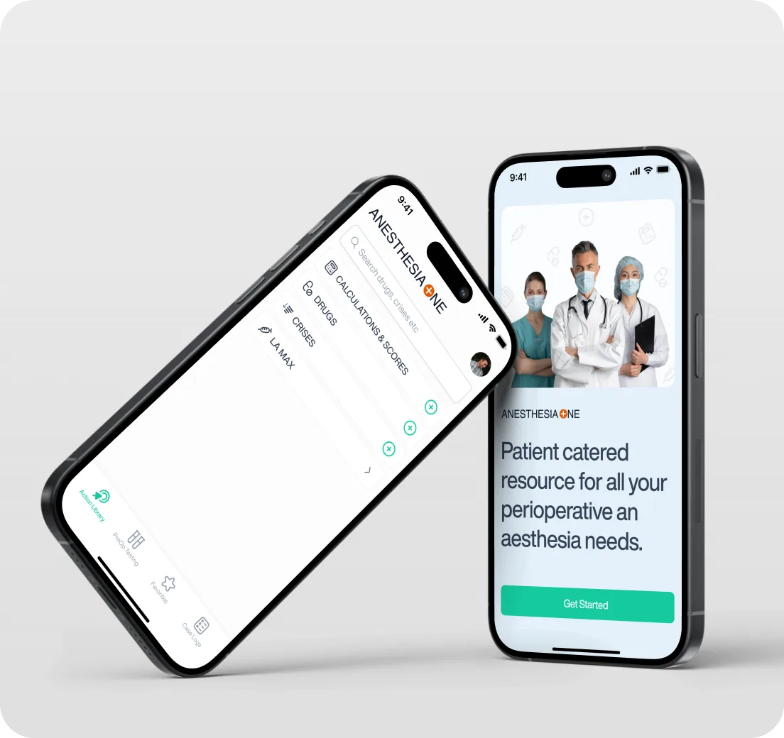 AnesthesiaOne app on two phones