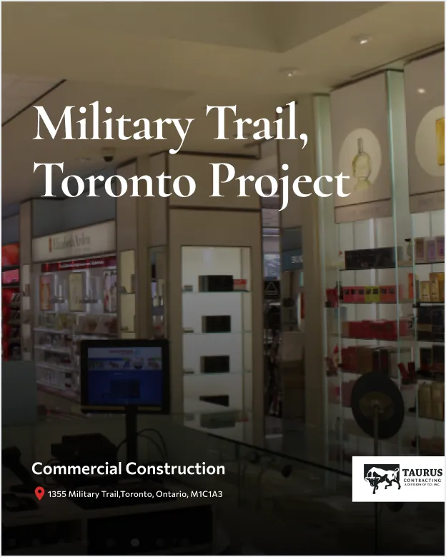 Instagram post: “Military Trail, Toronto Project”, commercial construction, over a lobby photo